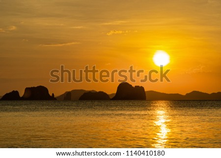 Andaman sea in sunset at Krabi province, Thailand.