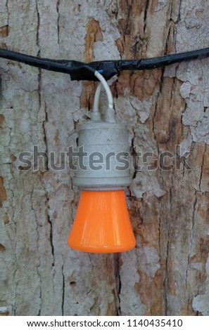 Hanging Lamps on a wooden background