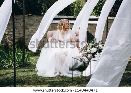 Blonde bride's wedding preparations