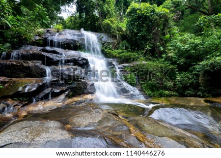 Monthathan Waterfall, a natural destination tourism place on the way Doi Suthep temple in Chiang Mai, Thailand