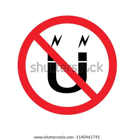 No magnet allowed sign.Prohibit sign. Vector illustration.