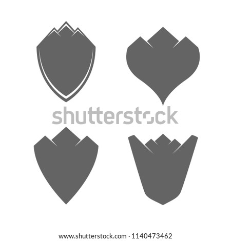 Vintage Blank Shields with Mountains. Vector Design Elements Set for Web Design, Banners, Presentations or Business Cards, Flyers, Brochures and Posters.