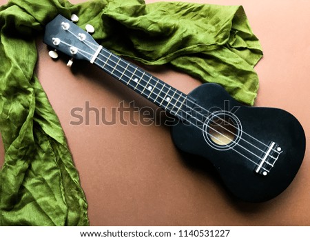 Musical instrument on beige brown background.