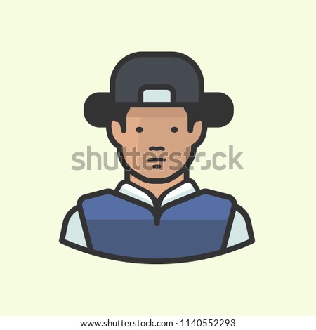 Asian man in backward baseball cap