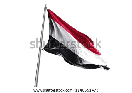 Yemen Flag waving white background