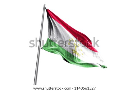 Tajikistan Flag waving white background