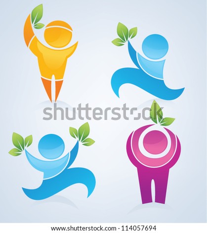 vector collection of ecological people, signs, symbols and icons