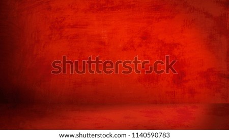 red paint texture on background with wall and floor for interior decorate