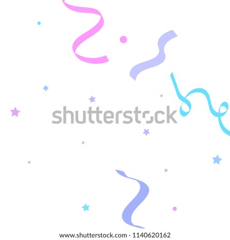 Colorful star ribbon confetti. Fallen glitter vector background. Holographic stars and ribbons explosion for invitation card. New year, christmas, anniversary celebration template. Fun design.