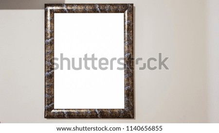 Empty Artistic Colorful Frame On The White Wall.White Blank Advertisement Banner Mock Up Poster .Isolated Template Clipping Path