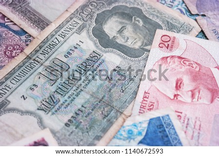 Old Turkish Money İsolated White Background. Old Turkey Money. Turkish old Money Picture. Turkey Money Detailing.