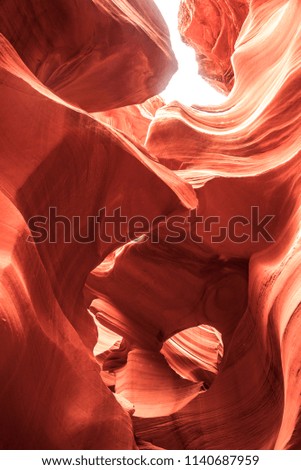 Beautiful wavy texture of red rock formation inside Lower Antelope Canyon,Arizona,USA