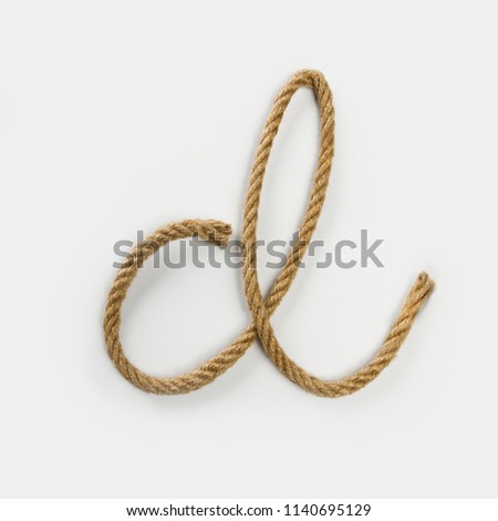 D Letter made of rope isolated on white background- All letters can be found in author's profile in Alphabet letters set
