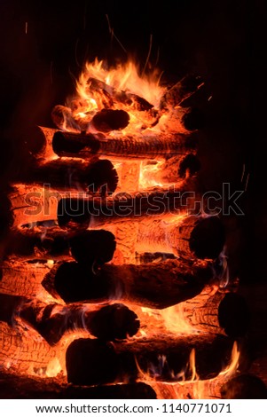 Folk festival bonfire of Saint John typical of folklore and Brazilian popular culture