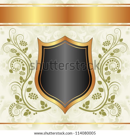 black creamy gold background with floral ornaments