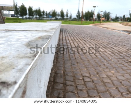 Outdoor brick stone floor or patio pattern background 