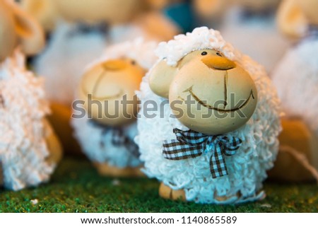 Doll sheep decorated on the table.Thailand