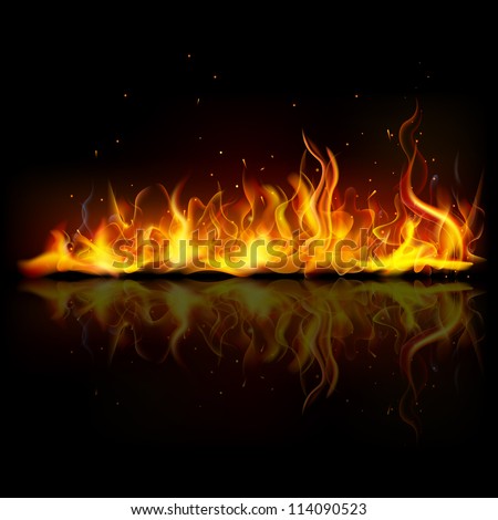 illustration of burning fire flame on black background
