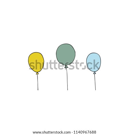 Vector hand drawn isolated elements, balloons. Simple modern design, Scandinavian style. For kids fashion, room decoration, wall art. Part of a large collection.