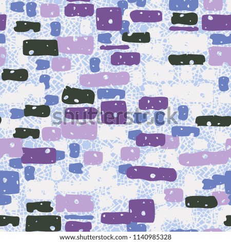 A seamless camouflage pattern made up of brick-like colored spots. The background of the picture is a texture composed of contour seven-pointed stars.
