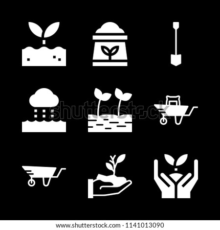 ground icons set. sprout, shovel and wheelbarrow and other vector icons for graphic design and web