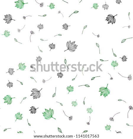 Light Green vector seamless hand painted template. Colorful abstract illustration with leaves in doodle style. Pattern for brand book.