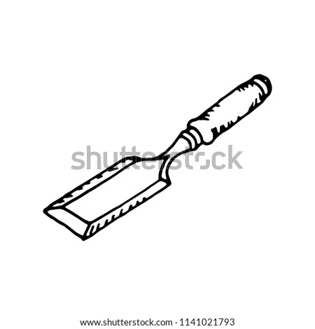 Hand Drawn chisel doodle. Sketch style icon. Decoration element. Isolated on white background. Flat design. Vector illustration.