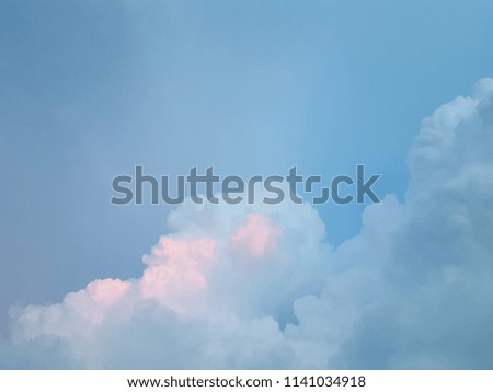 Beautiful nature of sky with some shaped clouds at night sky in the winter of Thailand. Fair in blurred,Soft focus,Select focus