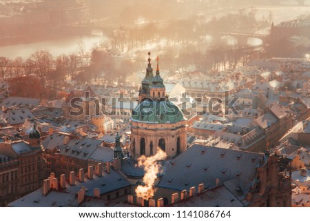 View from above to Prague. Czech Republic.