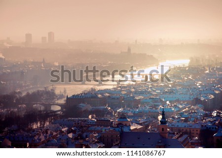 View from above to Prague. Czech Republic.