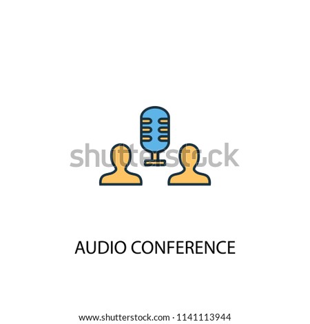 Audio Conference concept 2 colored line icon. Simple yellow and blue element illustration. Audio Conference concept outline symbol design from eLearning set