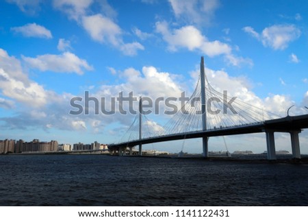 Scenic view of bridge to Krestovsky Island, Saint Petersburg, Russia