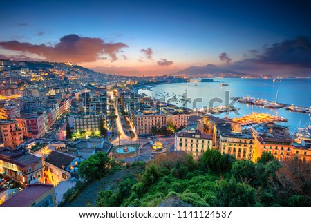 Naples, Italy. Aerial cityscape image of Naples, Campania, Italy during sunrise. Royalty-Free Stock Photo #1141124537