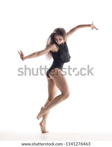 Beautiful female dancer. White background