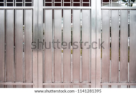 Metal steel door, Silver fence