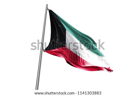 KUWAIT Flag waving white background Royalty-Free Stock Photo #1141303883