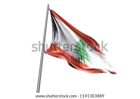 LEBANON Flag waving white background