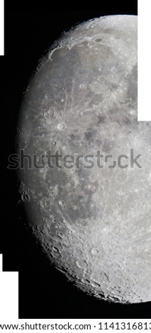 high resolution picture composed by several images of the moon surface taken with a large telescope