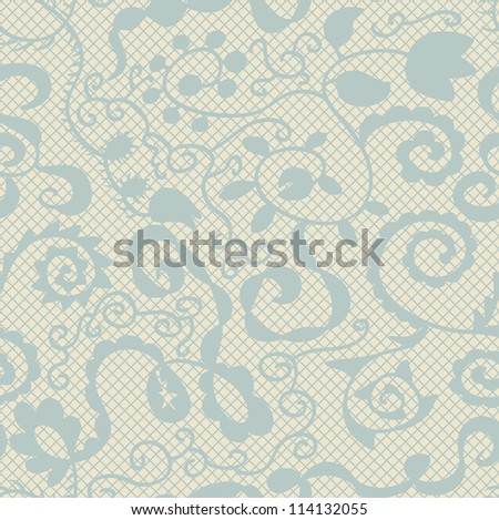 Spring lacy green seamless floral pattern with leaves and flowers