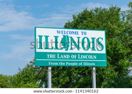Welcome to Illinois sign along the state border