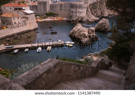 Looking down the stairs to the dock in Dubrovnik