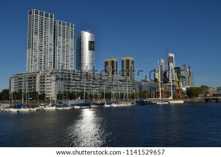 harbour and skyline of Puerto Madero, Buenos Aires, Argentina