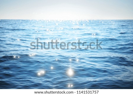 The blue sea on a clear spring day, close-up, Norway