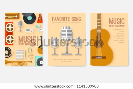 Retro equipment music set circle infographics template concept. Icons design for your product or design, web and infographics. Vector festival flat with long shadow illustration
