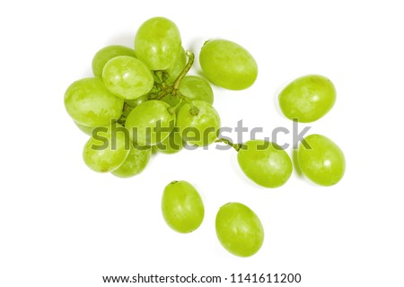 Fresh green grape isolated on white background. Royalty-Free Stock Photo #1141611200