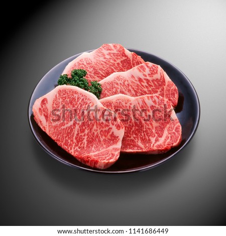 Premium Japanese wagyu beef sliced in box for sirloin steak Royalty-Free Stock Photo #1141686449