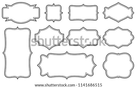 Creative vector illustration set of decorative vintage frames isolated on transparent background. Art design border labels. Blank frames template. Abstract concept graphic retro element Royalty-Free Stock Photo #1141686515