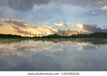 Reflection of skies in the evening
