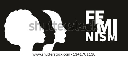 Feminism. Profiles of women of different races. Female international movement, poster feminism. Vector illustration Royalty-Free Stock Photo #1141701110