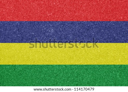 Cork board with the flag of Mauritius painted on it